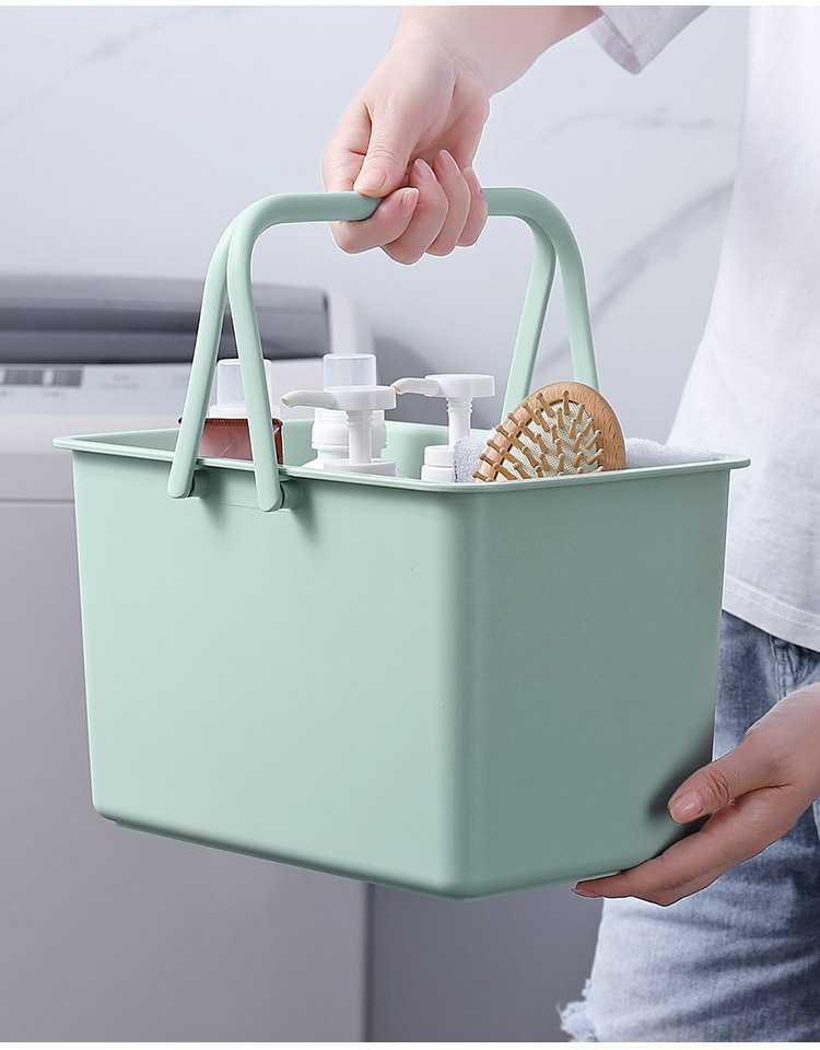 浴室洗澡篮子手提式小浴筐沐浴洗漱篮洗漱用品收纳筐置物洗浴篮湖蓝