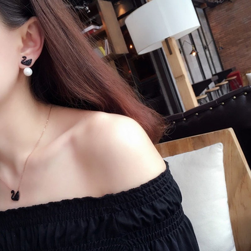 swarovski施华洛世奇优雅天鹅耳钉女经典珍珠耳环情人节礼物送女友