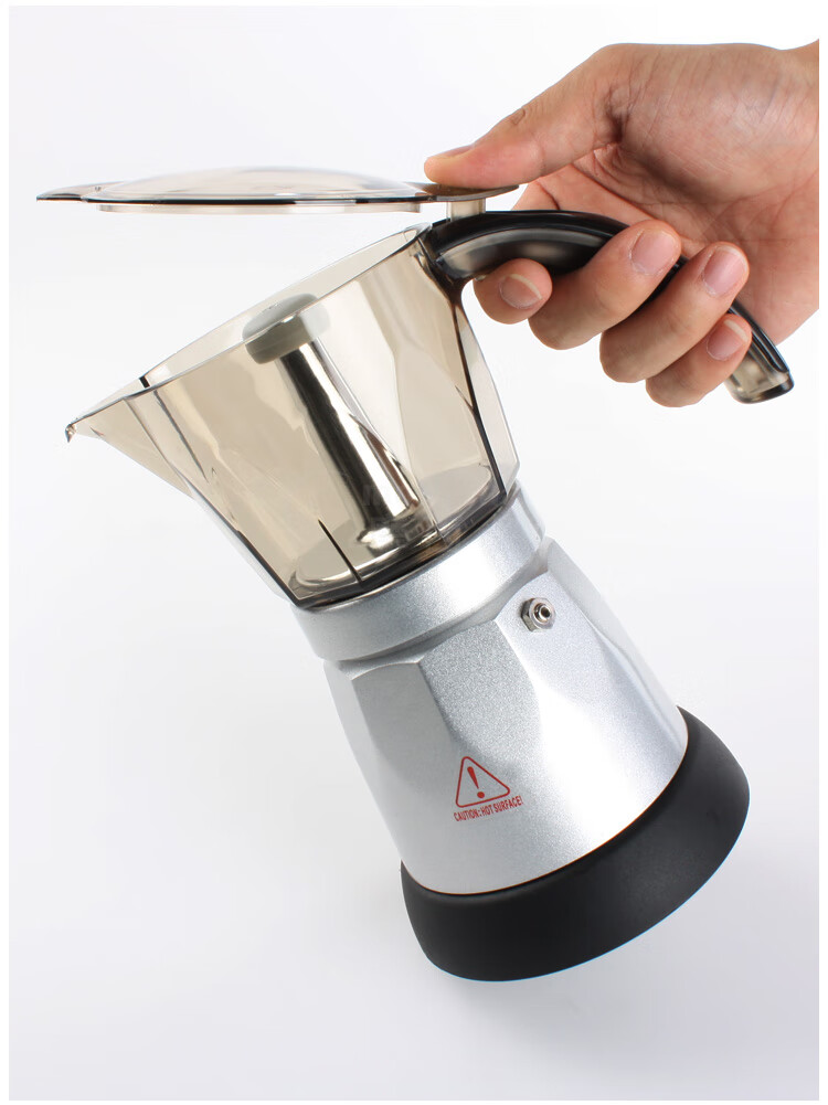 办公电加热煮咖啡铝制摩卡咖啡壶不锈钢电摩卡壶6人约300ml滤纸胶圈