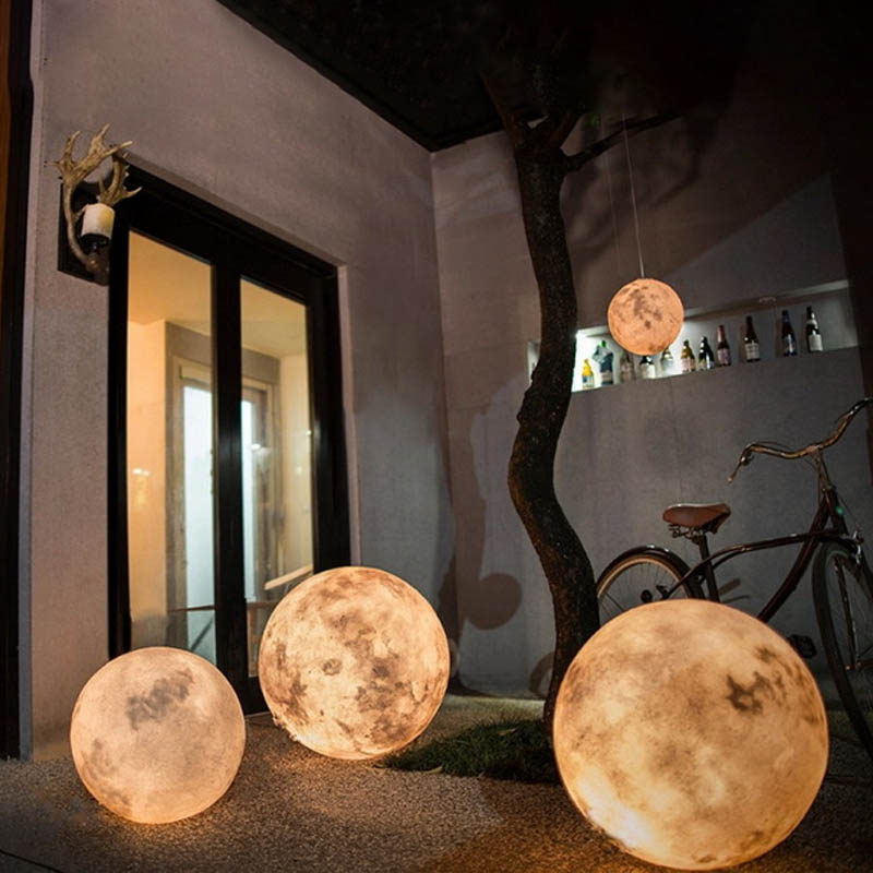 简霓3d落地月球灯来图定制大型月亮设计师售楼部户外草坪庭院灯 落地