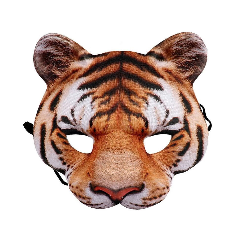 万圣节化妆舞会狂欢节派对cosplay道具动物型老虎面具3d 儿童猫头鹰