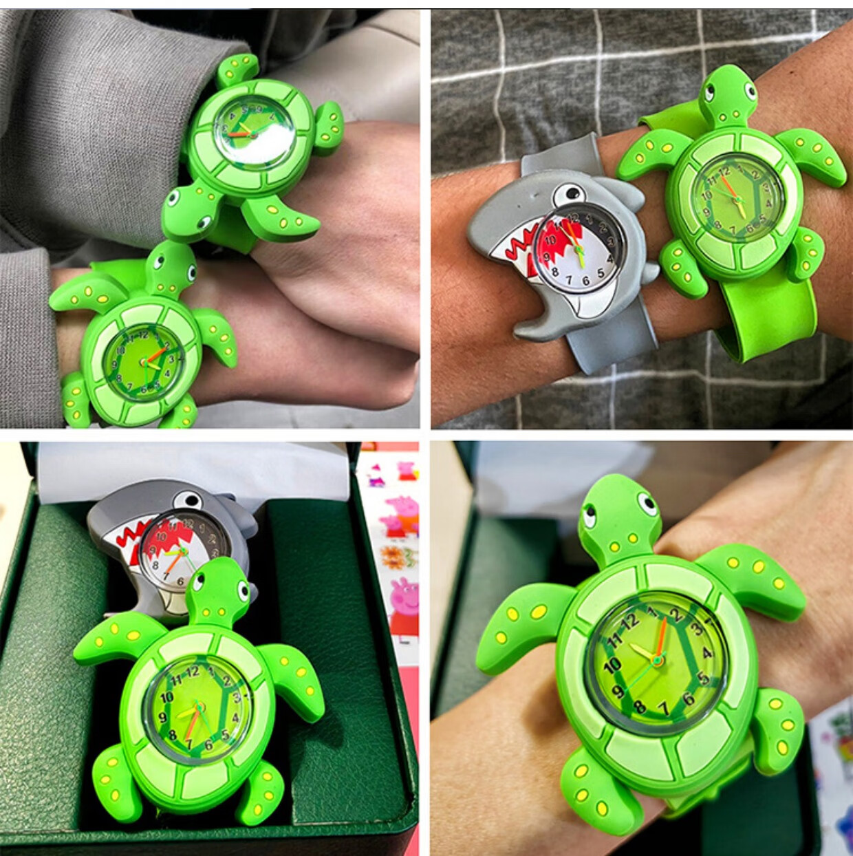 儿童玩具手表 抖音同款绿水龟儿童手表男生女孩沙雕乌龟鲨鱼玩具啪啪