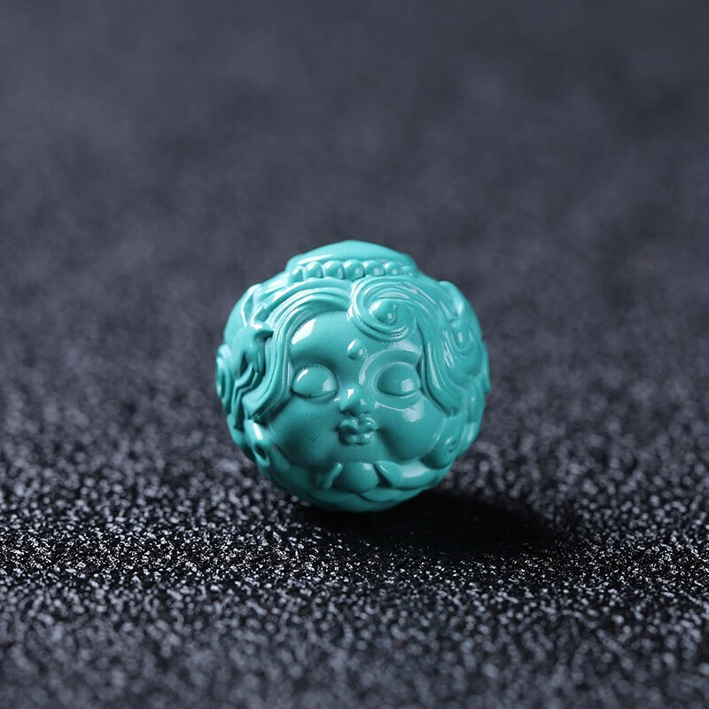 微韵湖北原矿绿松石美人鱼雕刻配珠散珠金刚星月菩提猴头手串隔珠配饰