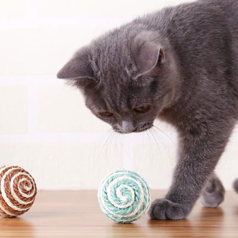 猫玩具猫抓球剑麻球5cm猫咪玩具自嗨逗猫玩具耐磨耐咬猫玩具球 5只