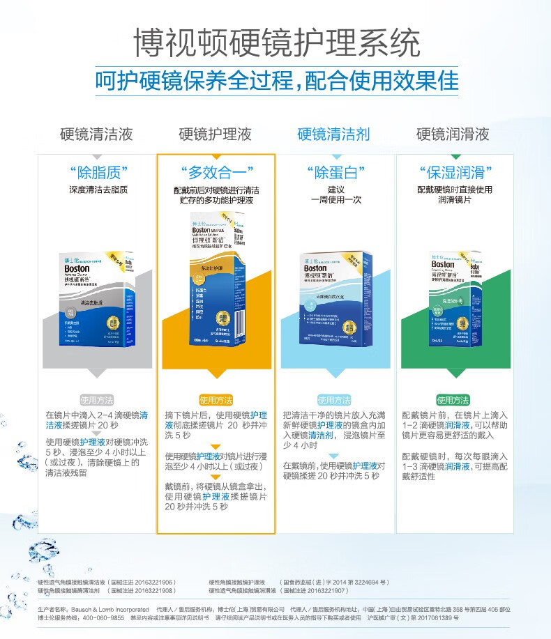 博士倫博視頓新潔rgp博士頓硬性隱形眼鏡護理液ok鏡角膜塑形接觸鏡