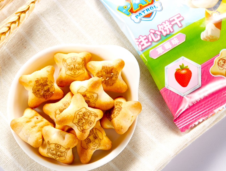 亿智汪汪队立大功小狗注心饼干2盒草莓味巧克力夹心灌心儿童零食 草莓