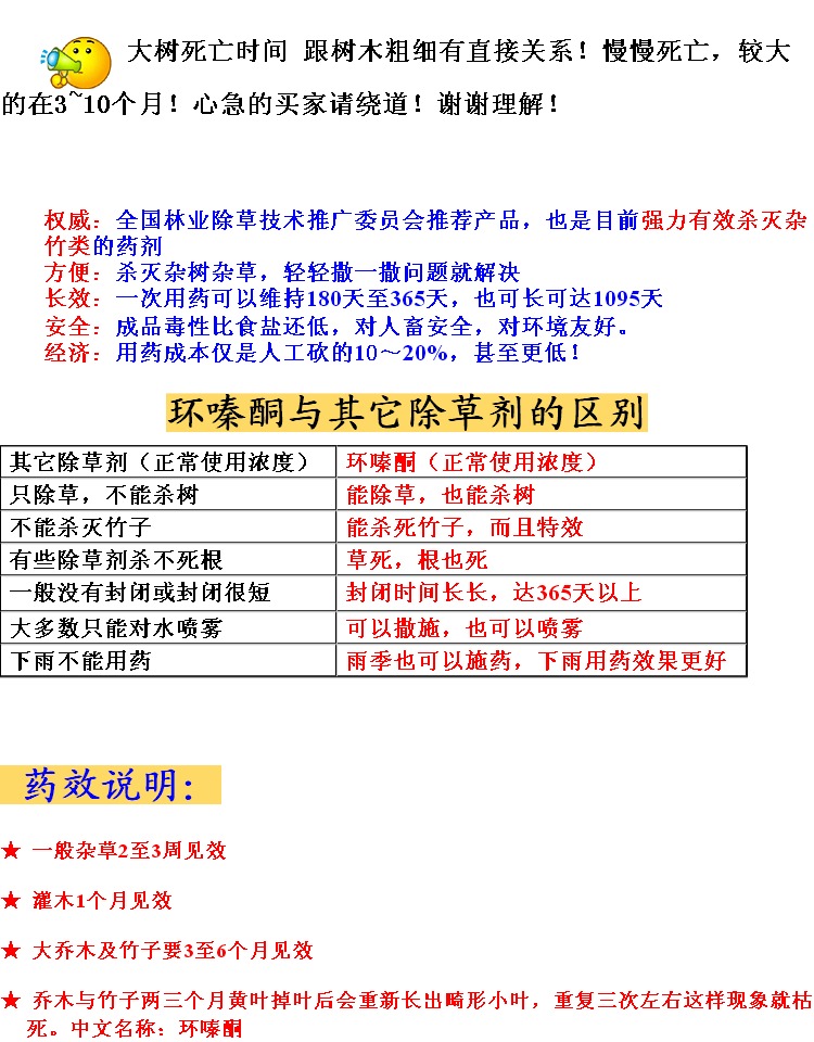 环嗪酮杀竹剂杀大树除杂竹烂根铁路防火道除草剂灭竹杀竹子杀树剂500g