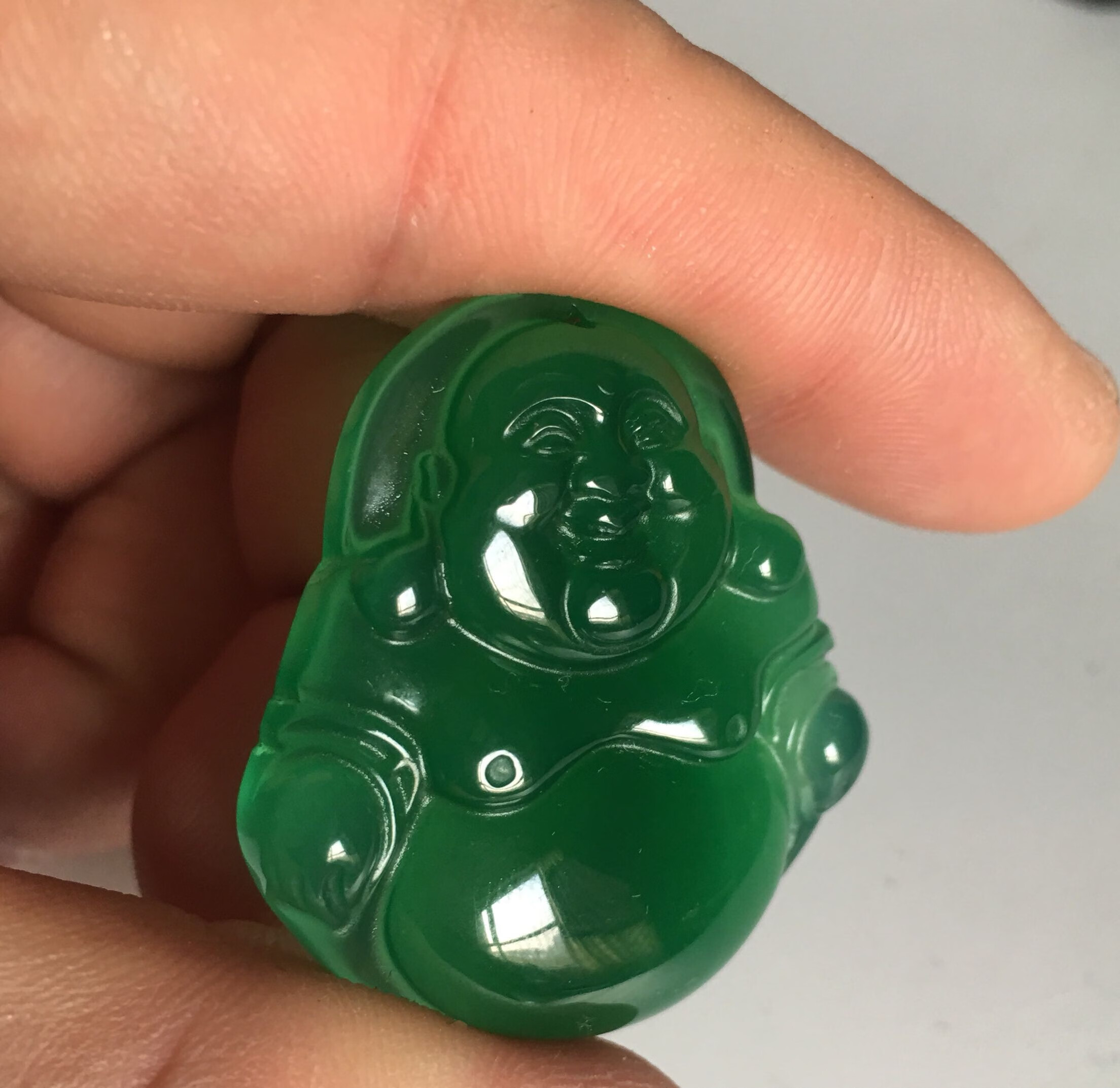 天然和田玉碧玉帝王绿玉佛吊坠挂件碧玉佛