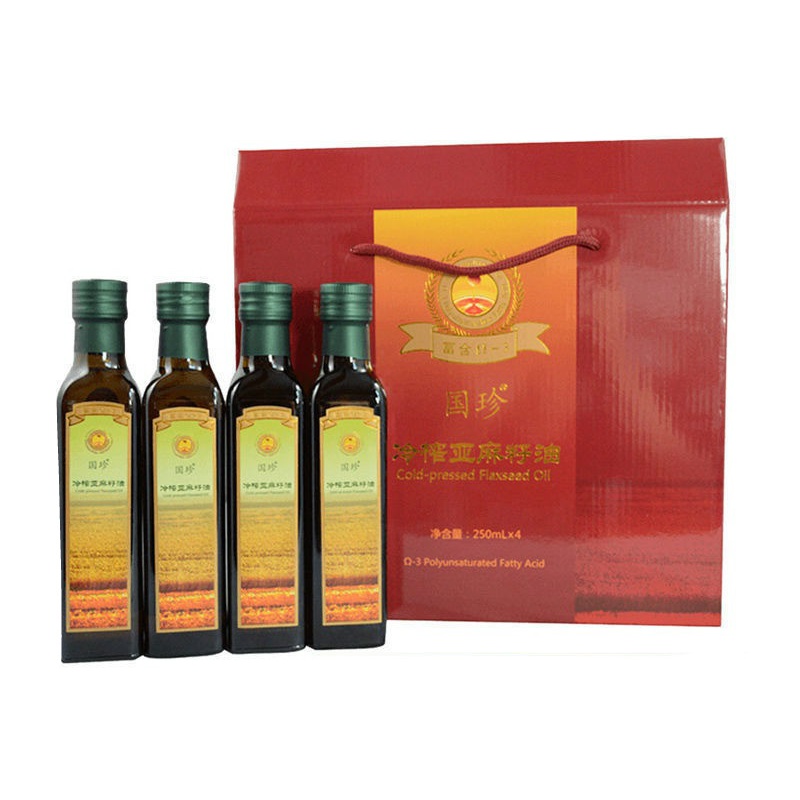 5折-国珍牌冷榨亚麻籽油 国珍 亚麻籽油4瓶装 新日期 一整盒【4瓶】