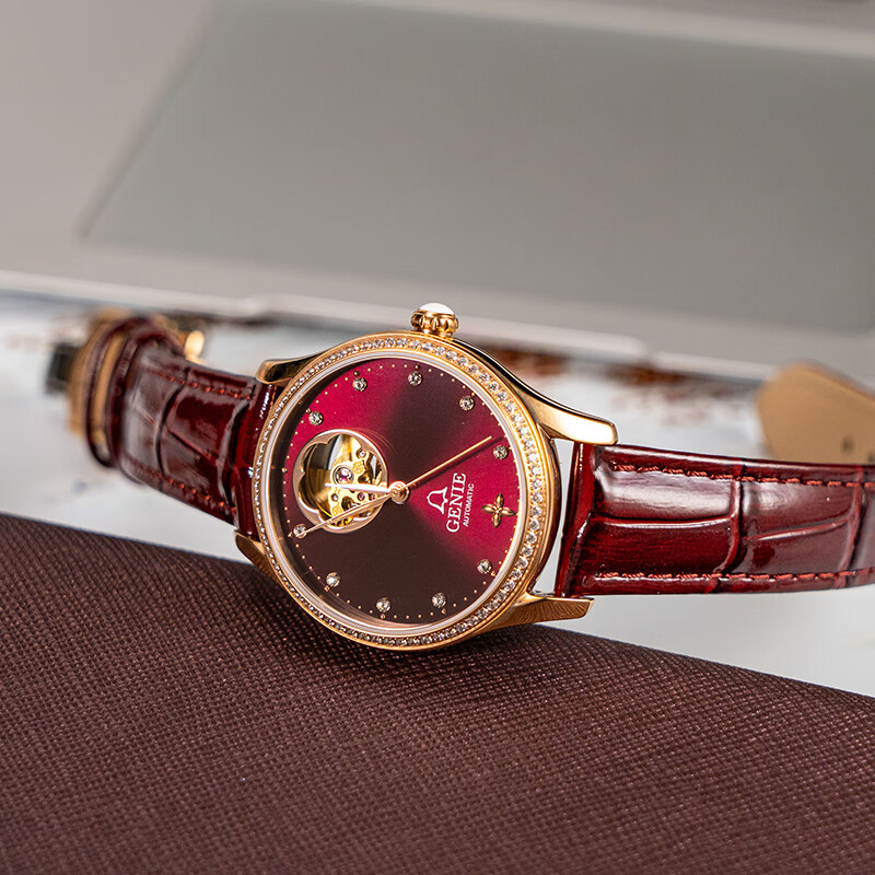 爵尼genie手表女表女士机械表全自动瑞士进口机芯时尚镂空陈数同款