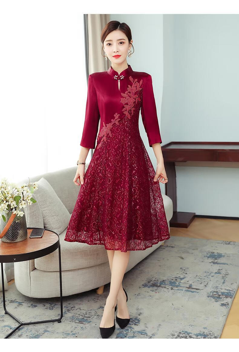 小个子喜婆婆婚礼装喜庆洋气妈妈婚礼服改良旗袍2021年新款唐装中国风
