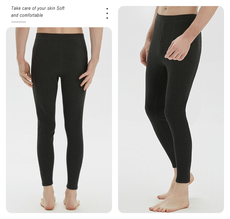 铜牛2021秋冬新款高密绒保暖男裤标准长裤男打底裤nk105深灰蓝180105