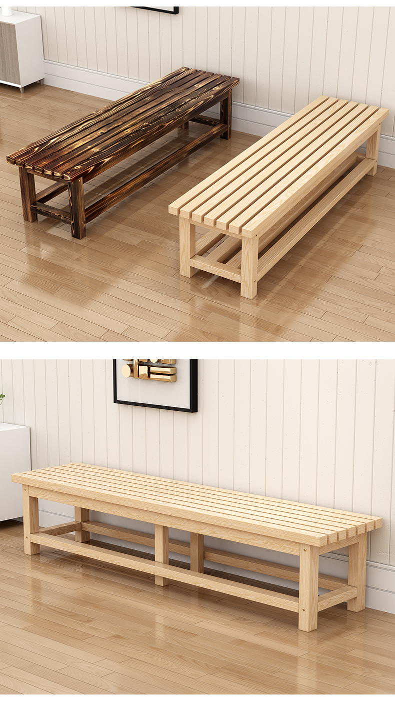 凝鹿实木长凳浴室长条板凳洗澡桑拿凳简约原木换鞋床尾凳更衣室休息凳