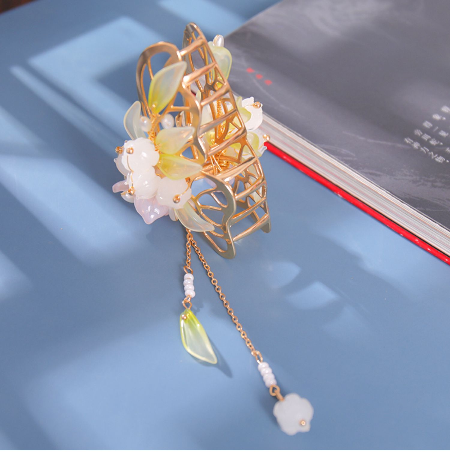 汉服头饰套装仙气铃兰花朵发簪流苏边夹古装盘发簪子古风发饰一套南露