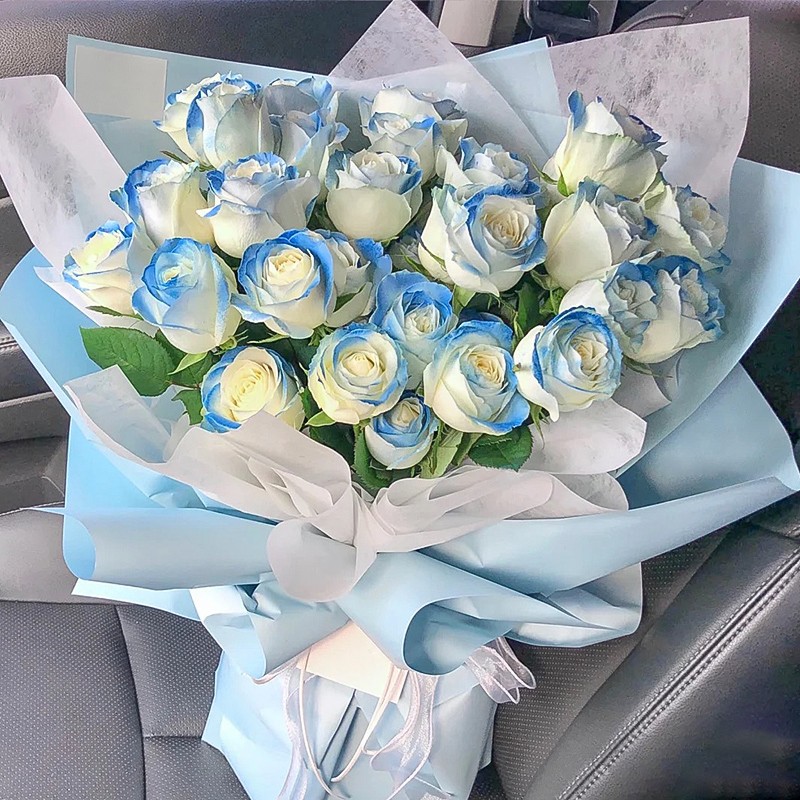 懂你鲜花速递密西根碎冰蓝渐变色玫瑰花束玫瑰花束同城鲜花速递表白送