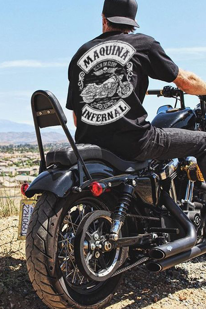 夏季哈雷骑行服装欧美机车短袖t恤男摇滚美式复古健身摩托车水洗印花