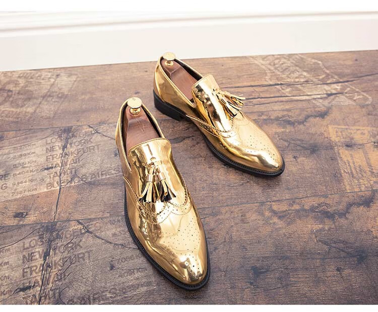 抖音同款网红皮小浪同款切尔西靴男金色尖头黄金精神小伙抖音同款豆豆