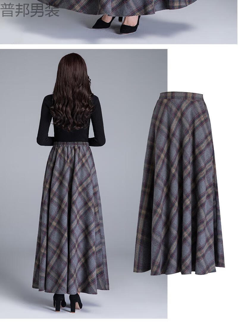 景秀姜山 时尚款秋冬季半身裙40岁50岁四五十岁中年人半截裙加厚格子