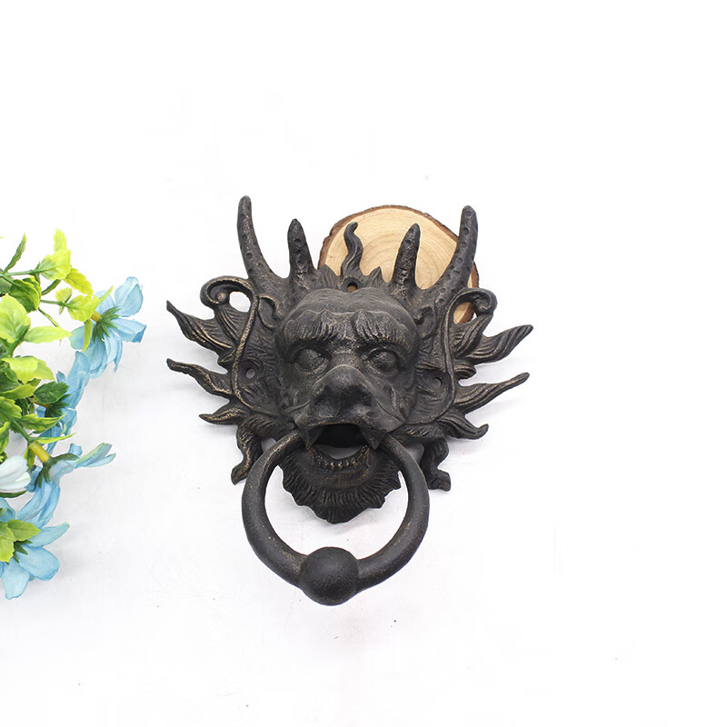 花园庭院龙头敲门栓欧式家居复古壁挂墙饰门环门敲装饰拉手工艺品金粉