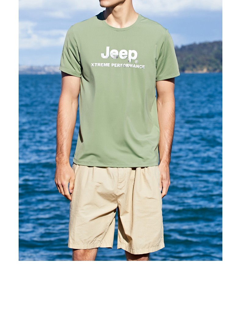 jeep吉普短袖t恤男夏季新款户外男装夏天舒适纯棉圆领冰丝速干体恤