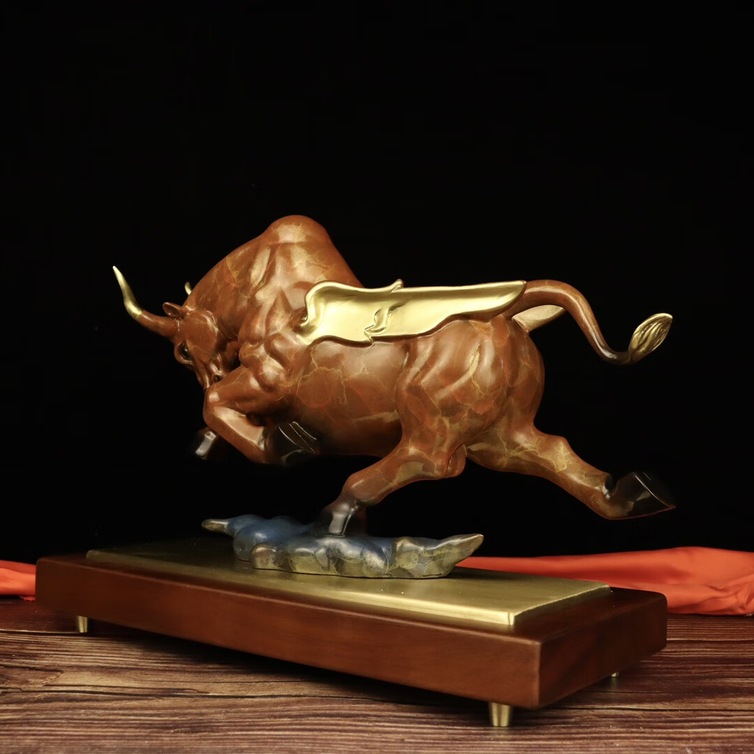 鼎盛福纯铜财福牛飞天牛摆件气势如虹牛气冲天发财纳福客厅办公室饰 d
