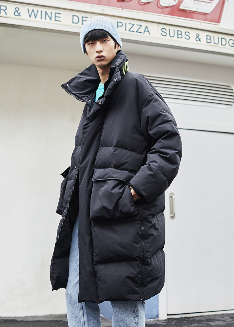 jackjones杰克琼斯潮休闲保暖中长款羽绒服男士冬季外套 e40黑色 165