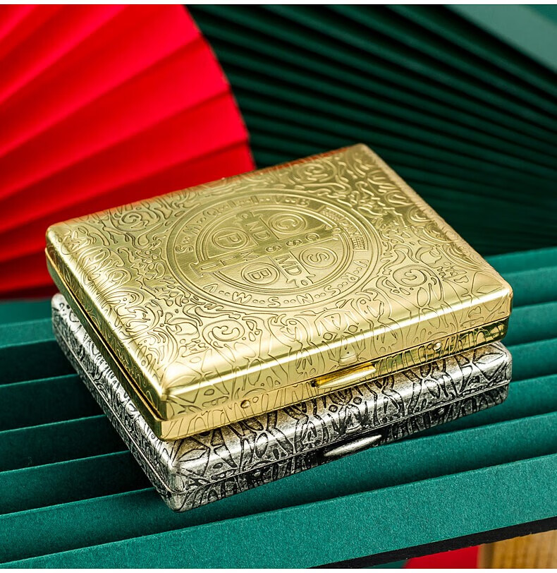 奥地利黄铜烟盒20支装创意6面雕刻男士金属翻盖创意香菸盒潮 康斯坦丁