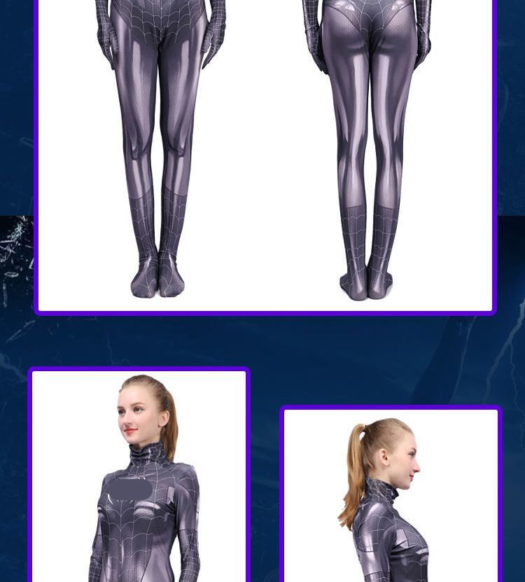 蜘蛛侠紧身衣女性感衣服套装服带头套抖音同款网红连体衣 黑色蜘蛛侠