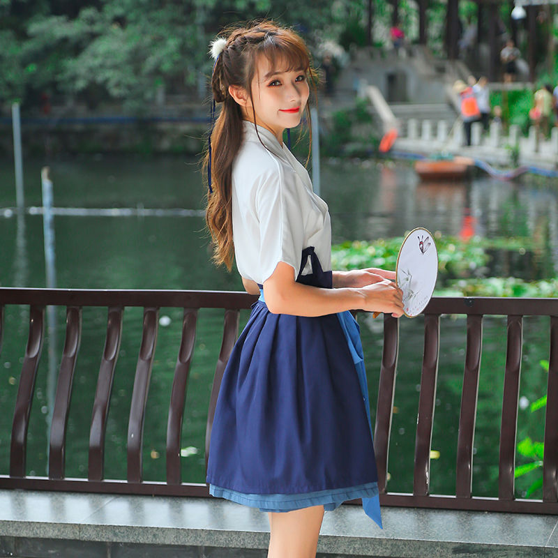 汉服女成人古装 汉服夏装女改良学生襦裙古装女装汉元素古风日常短裙