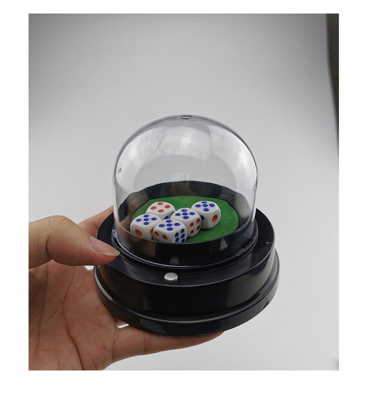 电动骰盅筛子带盖透明罩筛盅色盅配5颗骰子色子ktv娱乐大小电动筛盅