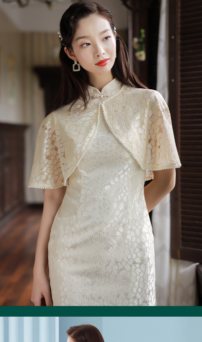 逸红颜姝白2021年夏季新款时髦复古小披肩旗袍外搭奶白披肩m