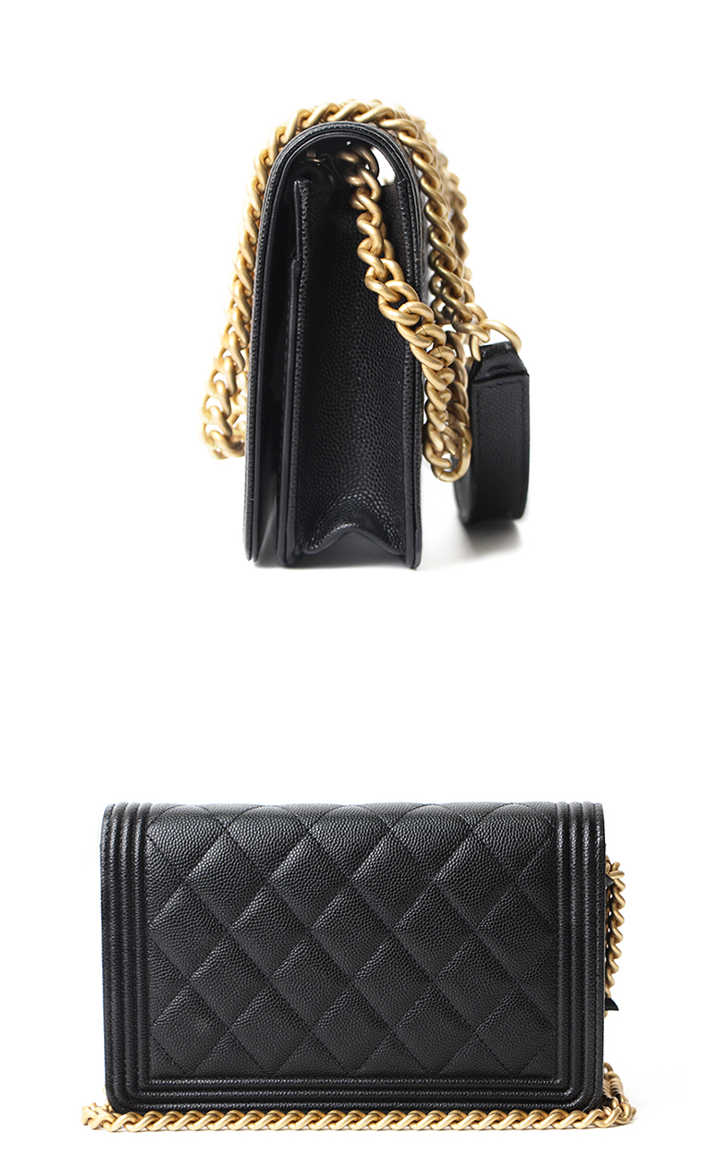 mchanel香奈儿黑金牛leboywoc单肩包经典菱形格送礼佳品送女友送老婆