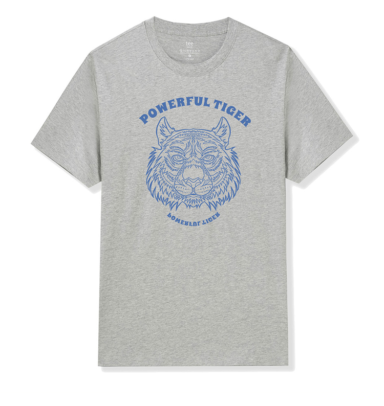 插画师西西联名佐丹奴虎年t恤男本命年老虎短袖t恤男9109200606白中码