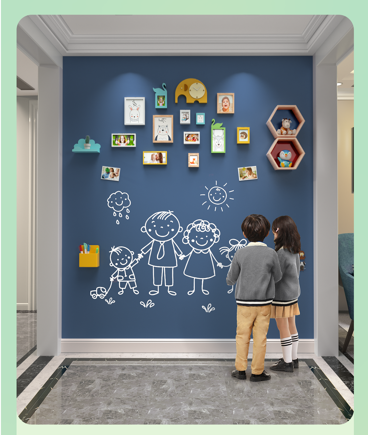 黑板墙贴双层家用教学宝宝绘画创意涂鸦墙无尘自粘定制绿板可移除儿童