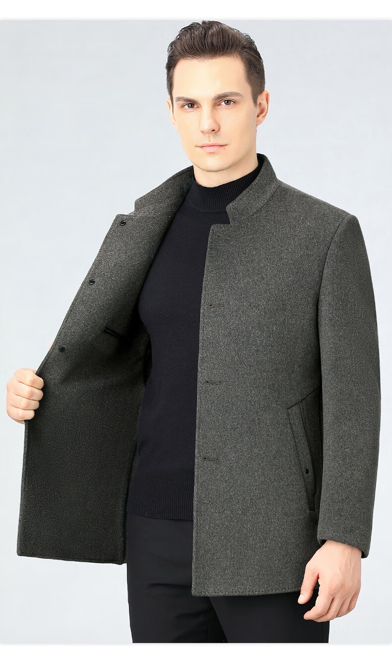 雅戈尔羊绒大衣男中长款秋冬中年爸爸装商务休闲高端双面毛呢外套