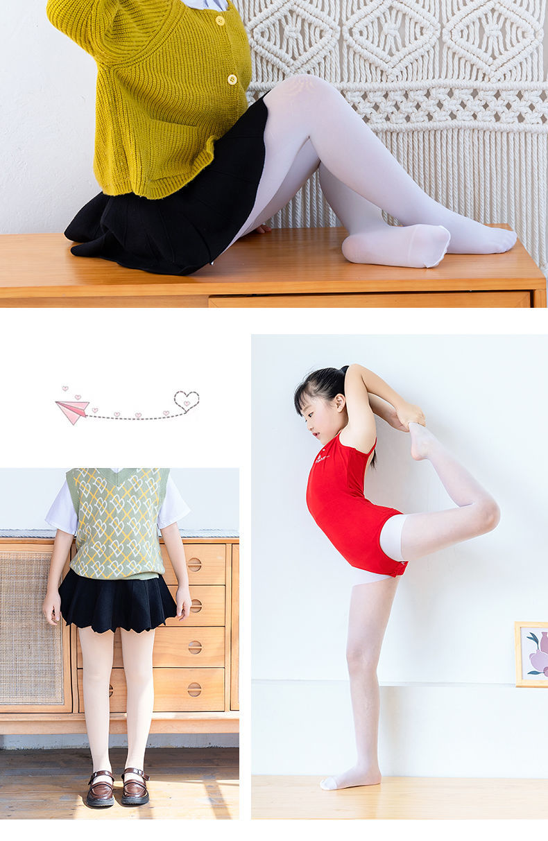 丝袜秋冬新款儿童舞蹈袜加绒加厚女童打底裤款光腿神器女孩白色肉色连