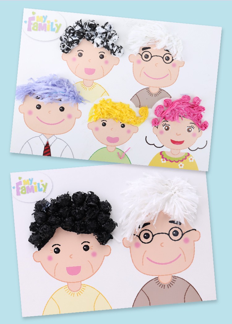 【3个装】创意手工给爸妈设计发型 幼儿园diy玩具材料包 有趣的母亲