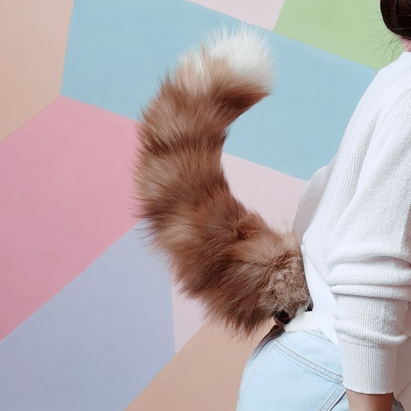 可动兽尾手作兽尾狐狸尾巴cos道具动漫展女仆猫尾巴狼尾二次元jk 白狼