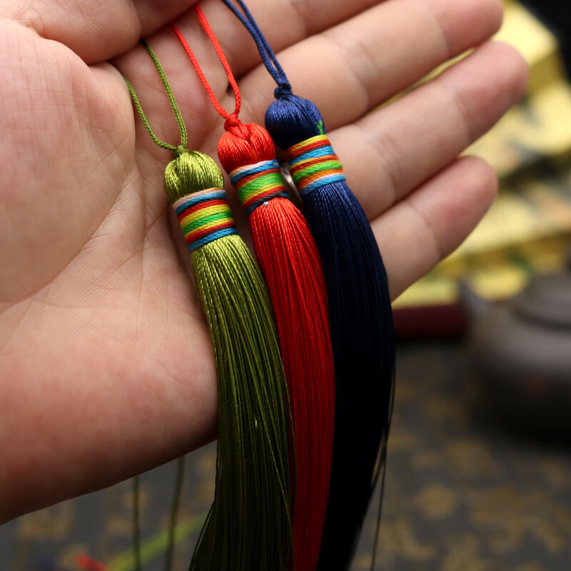 狮子头 30cm大穗子流苏挂件坠子吊穗 团扇文玩流苏配饰 冰丝流苏线