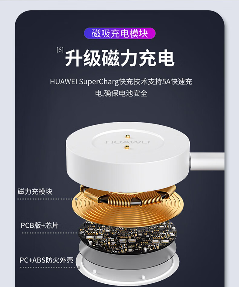 华为手表充电器原装底座gt/gt2/gt3/gt2e/watch3 pro智能运动充电器