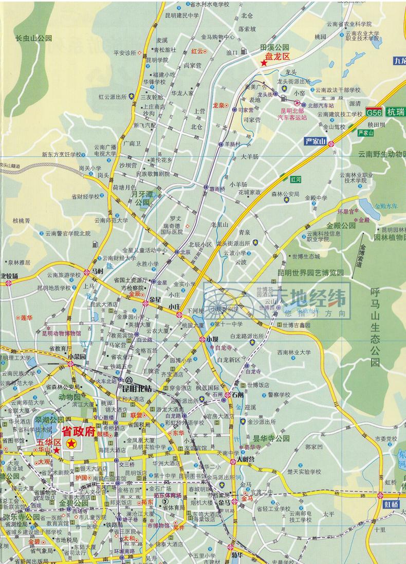 云南省旅游交通图 云南自助游 昆明城区地图 包含旅游热点 丽江大理