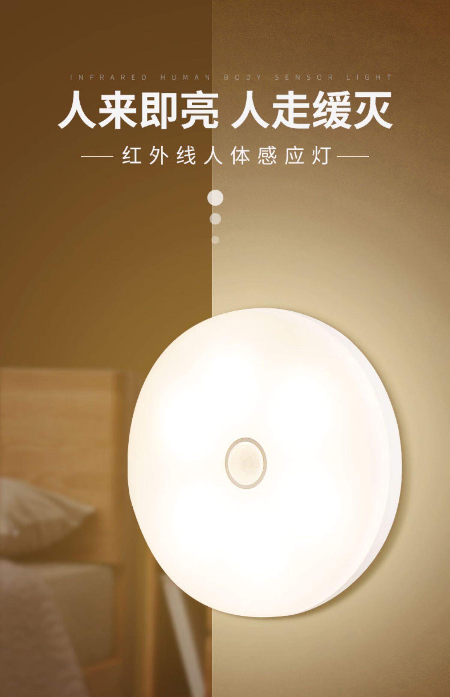 人体感应灯充电智能家用楼梯过道小夜灯声控光控卧室夜间特惠发1个