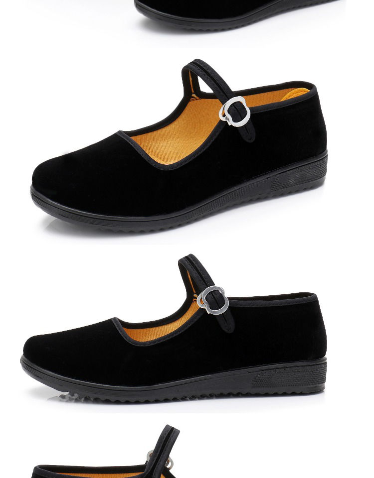 女鞋老北京一字带广场舞酒店工作黑一带经典传统布鞋舒适平跟家居