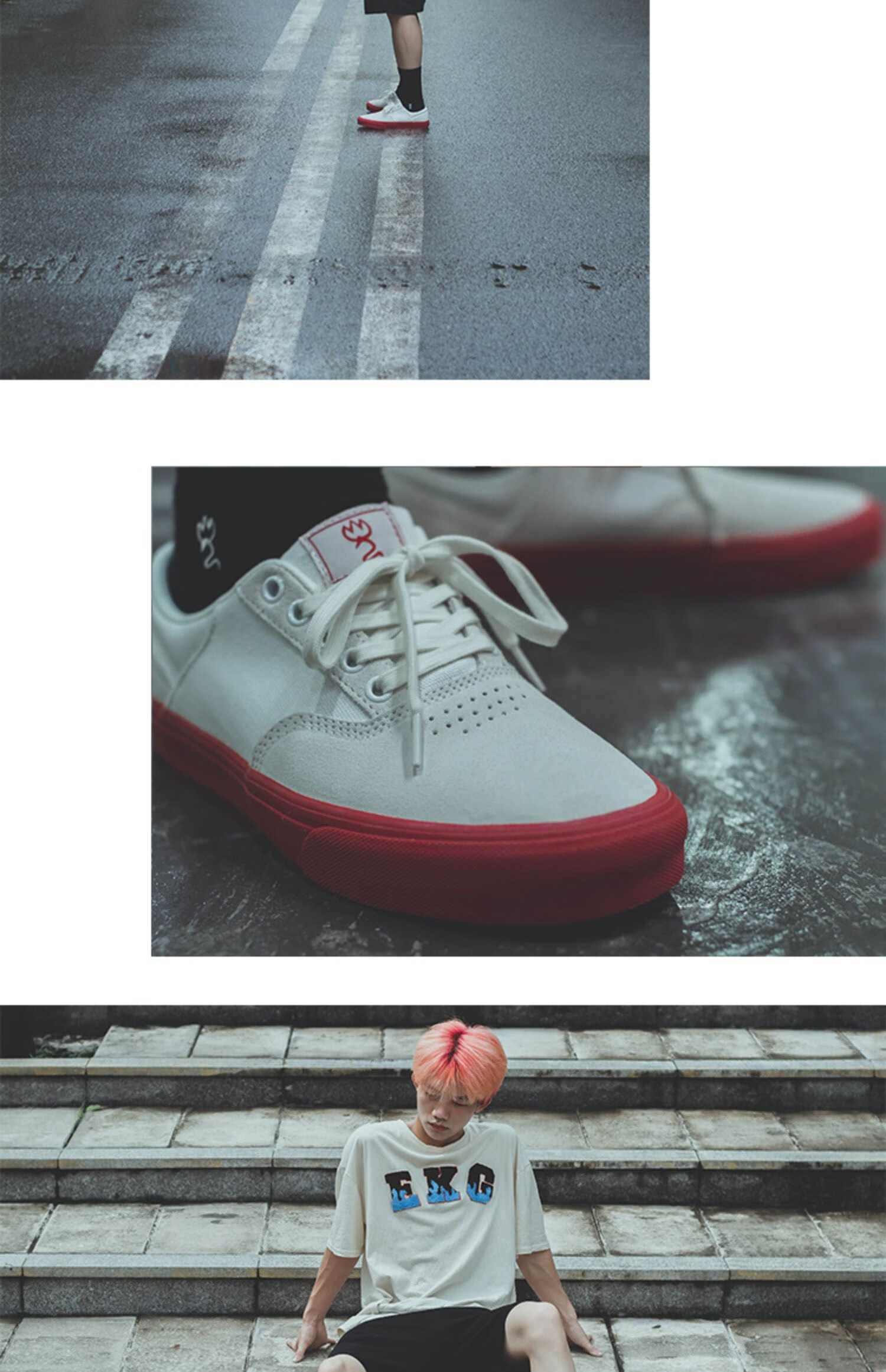 适用原厂极路客 红白加速 学生百搭男女夏季板鞋翻毛皮减震耐磨滑板鞋