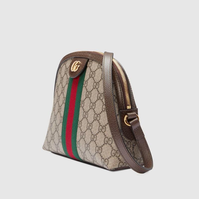 【二手95新】gucci/古驰经典双g印花三色条纹帆布包袋女士时尚单肩斜