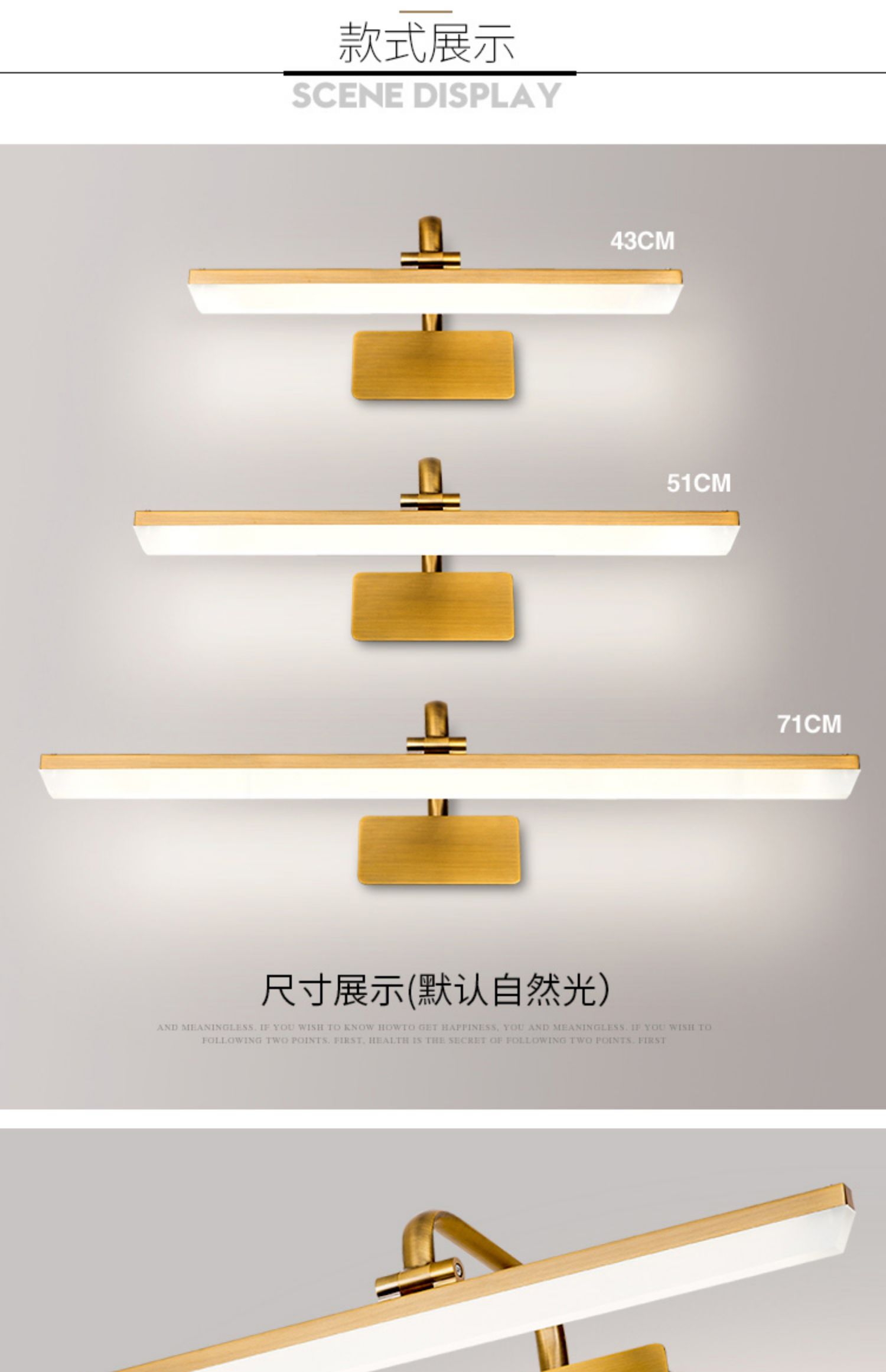 美式镜前灯欧式镜灯浴室卫生间镜柜灯具led化妆灯洗手间灯北欧小号