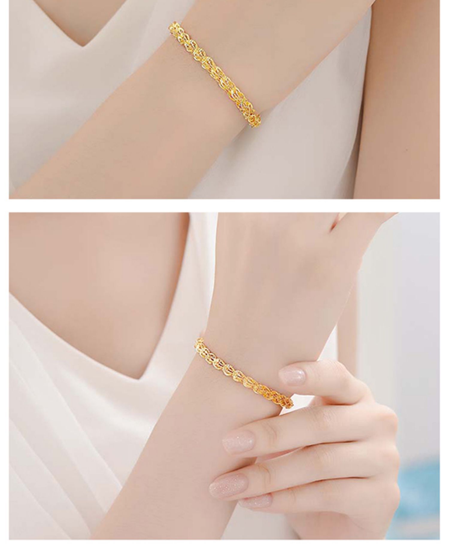 生日礼物9999足金黄金手链 纯黄金手镯素链超细款纯金手链镂空时尚