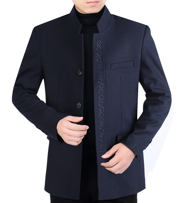 爸爸西装50到60岁老人立领西装男中老年男士中山装春秋季爸爸中国风