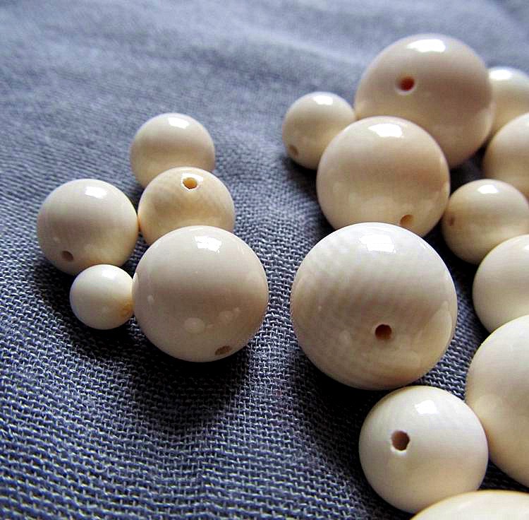 时乾 苏工天然猛犸象牙散珠单珠 手串珠子佛珠猛犸牙转运珠圆珠素珠