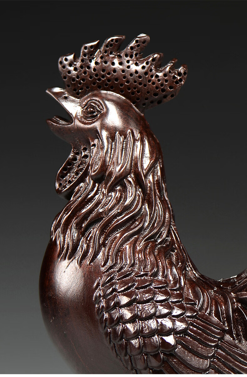 杞瑾木雕刻大公鸡摆木质三合十二生肖木鸡家居客厅装